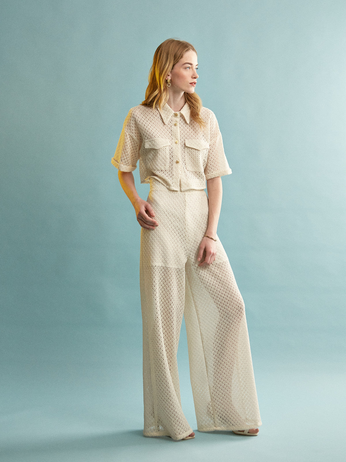 Elisa knitted ecru pants
