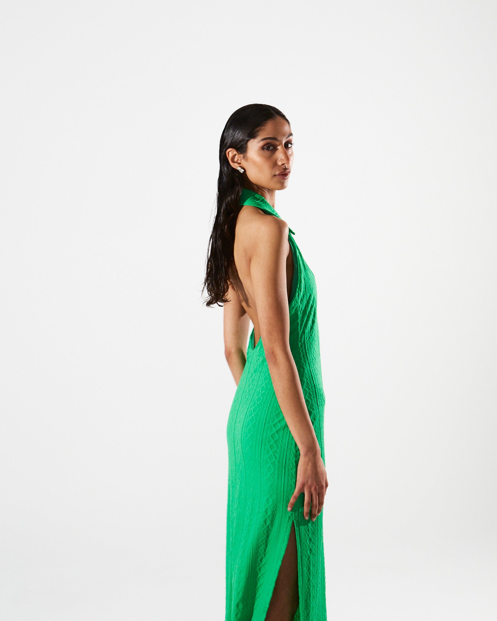 Eloise knitted collar green dress