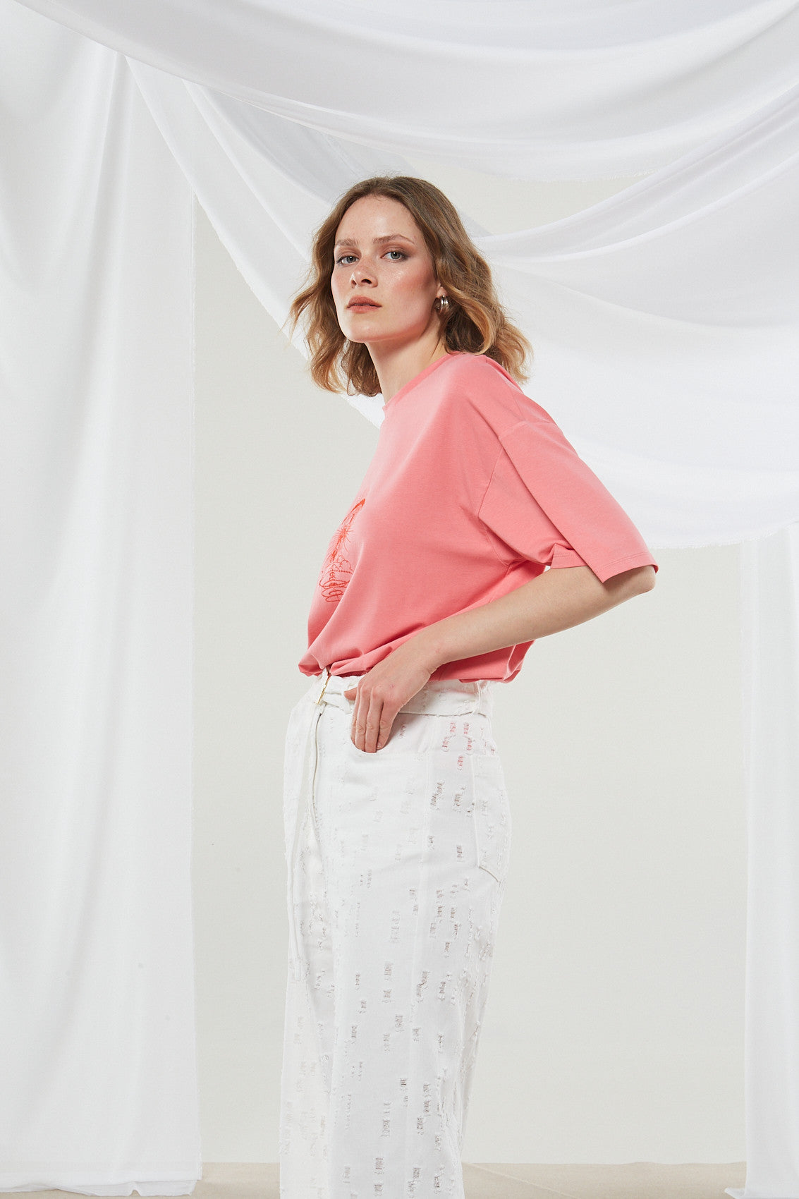 Ananke goddess coral t-shirt