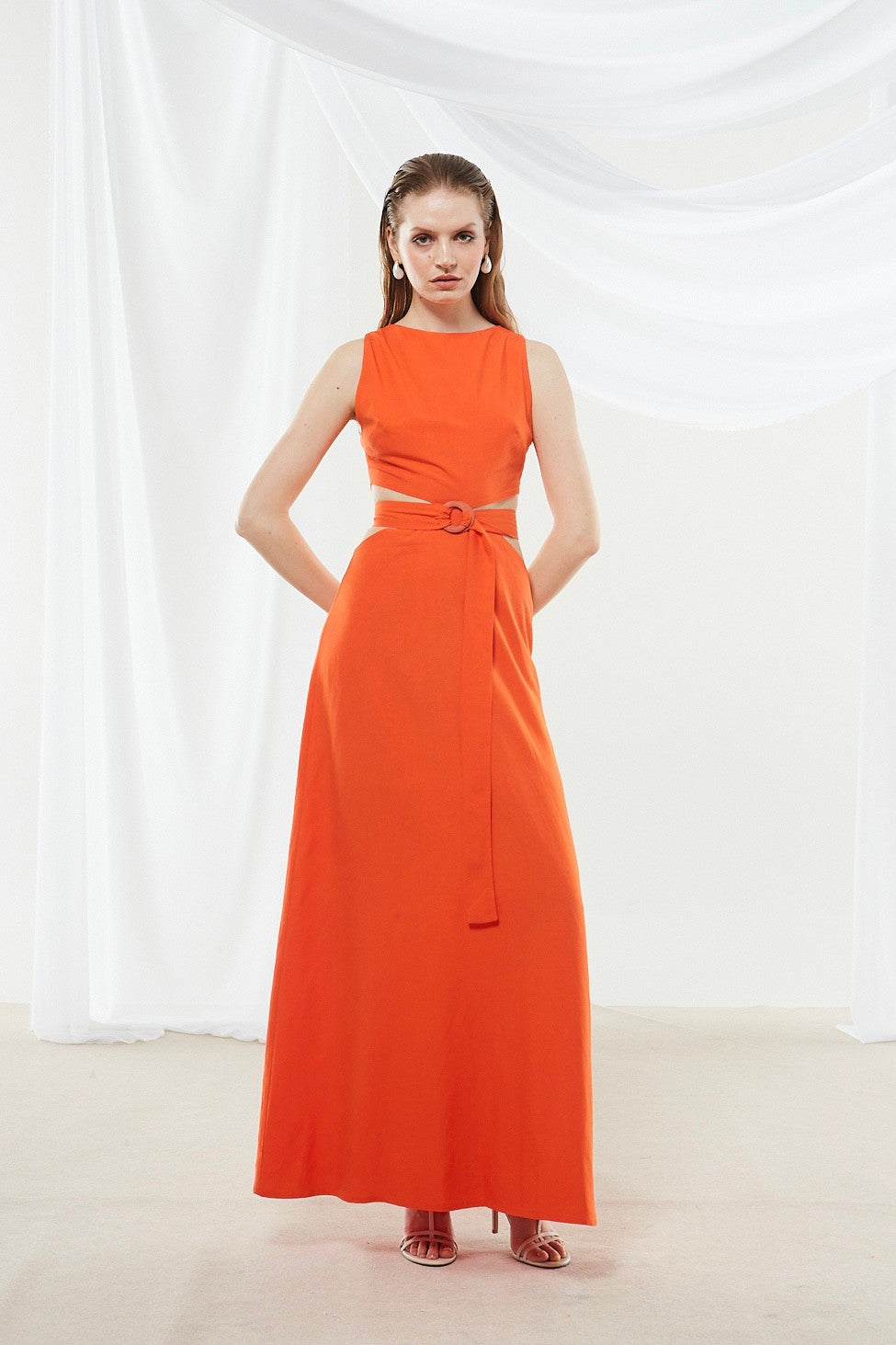 Ivy cut out coral red dress