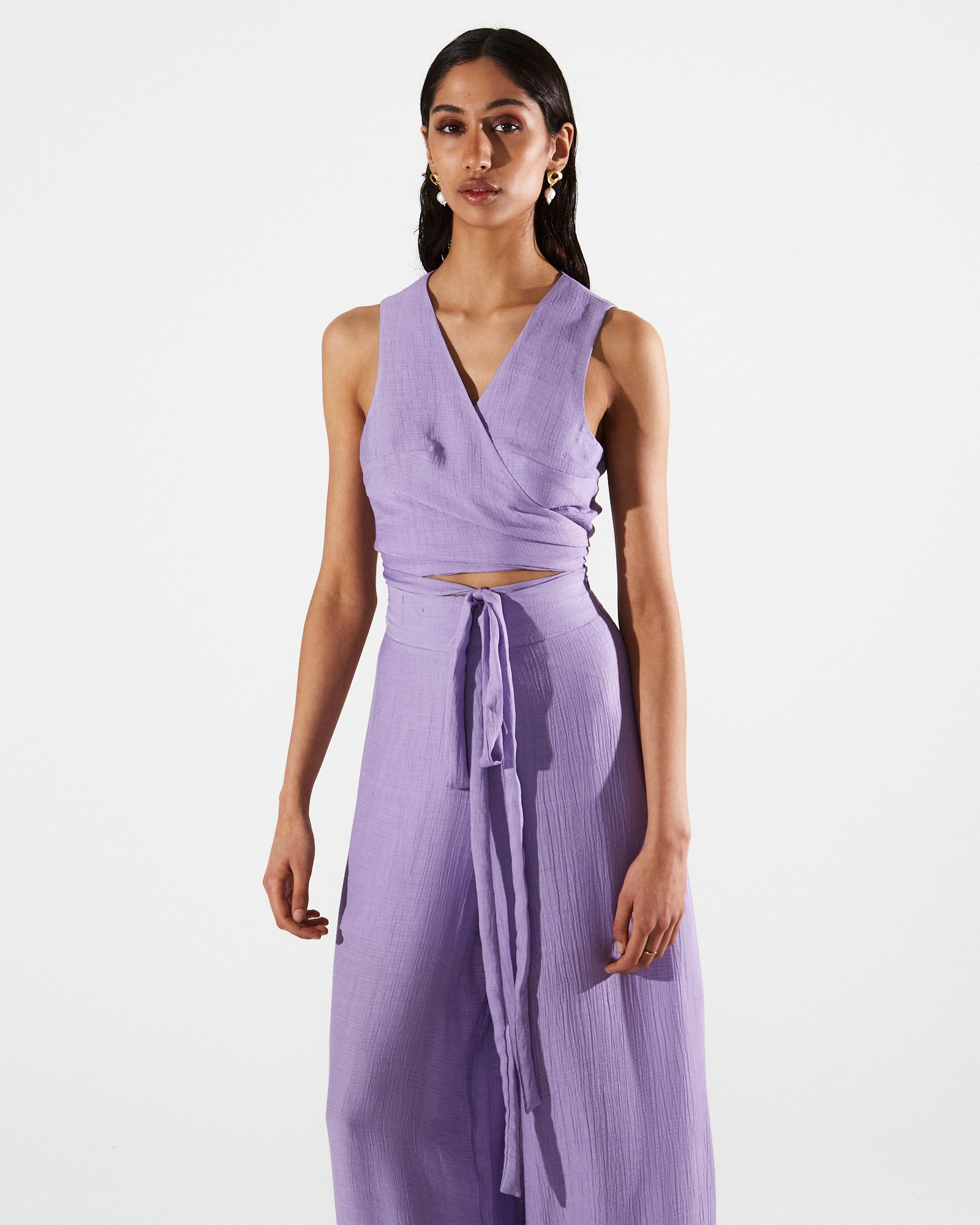 Gwen wrap lilac top