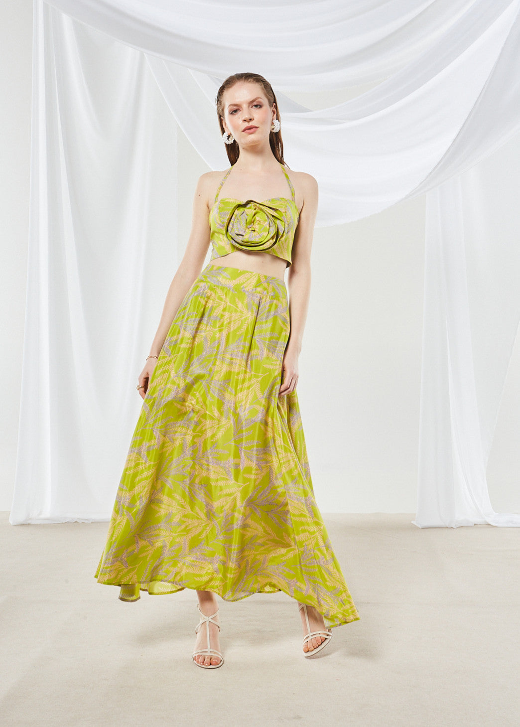 Jasmine printed wide skirt