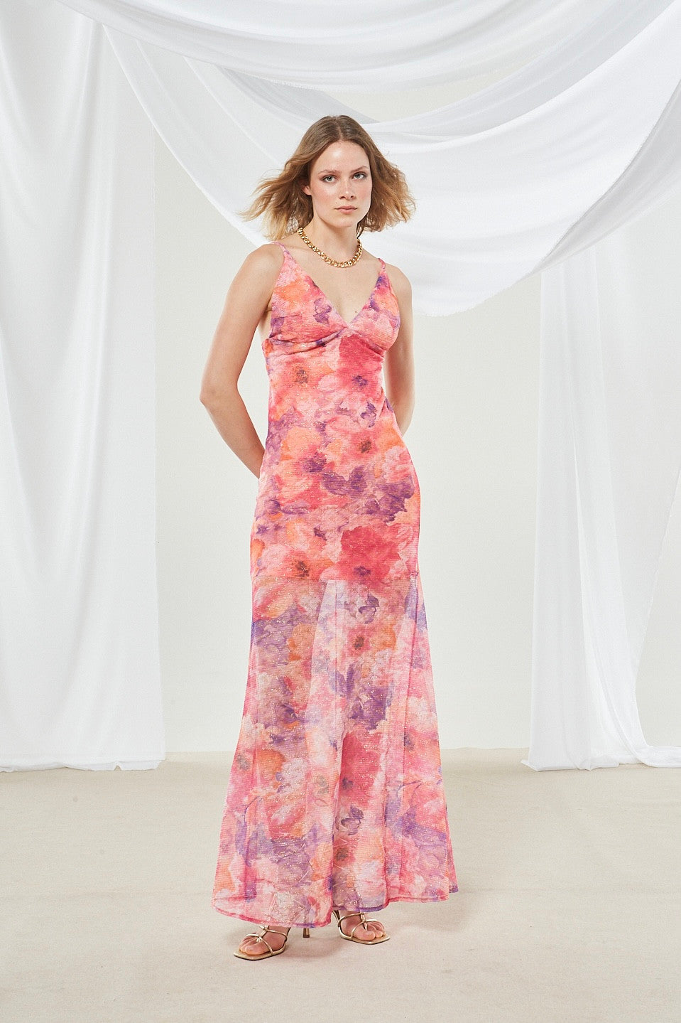 Marigold knitted floral dress