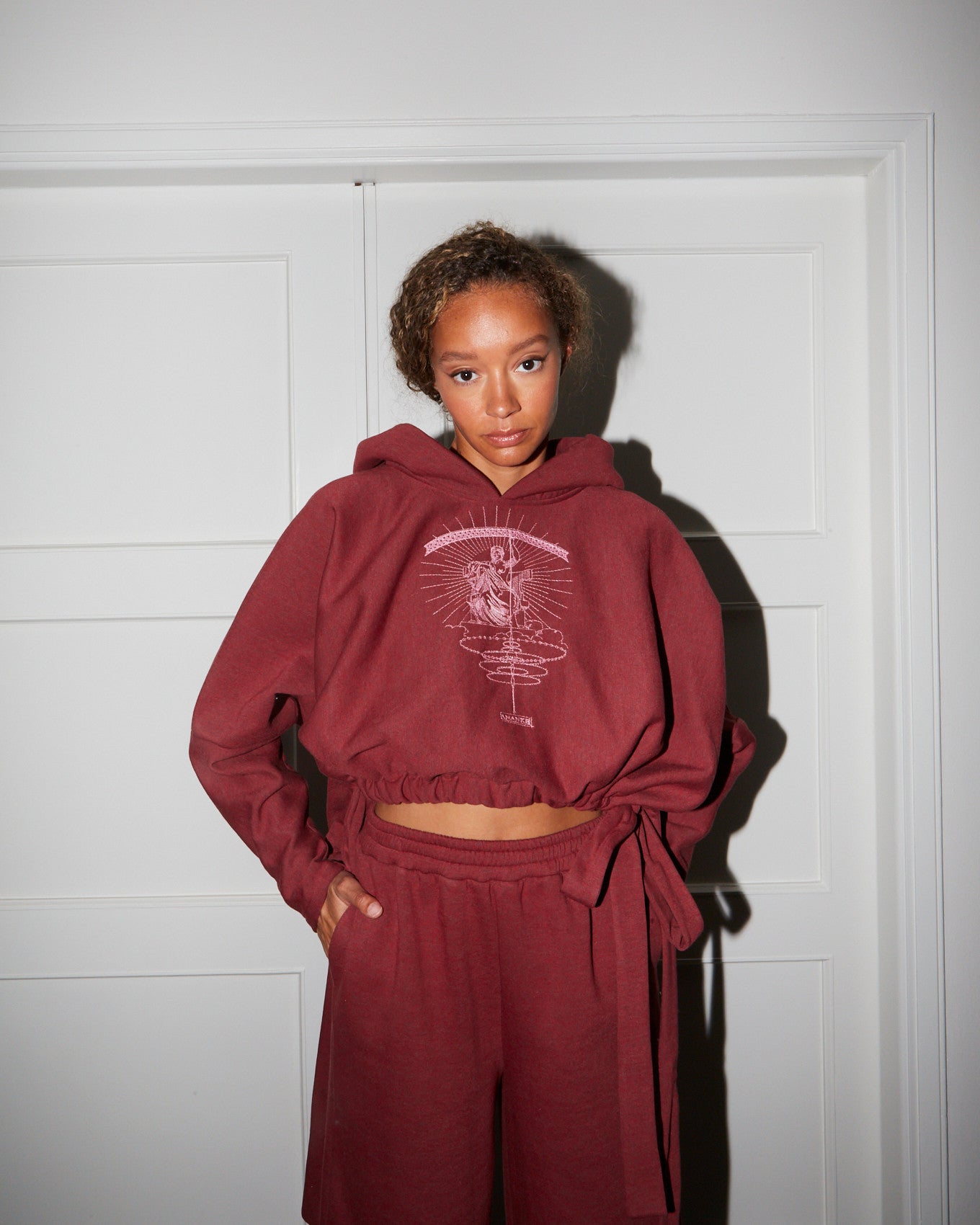 Athena embroidered bordeaux hoodie