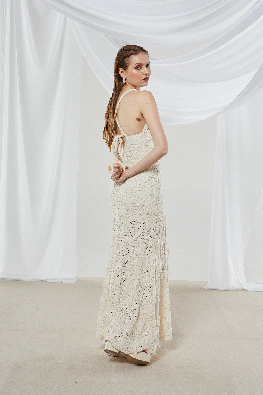Daphne knitted ecru dress