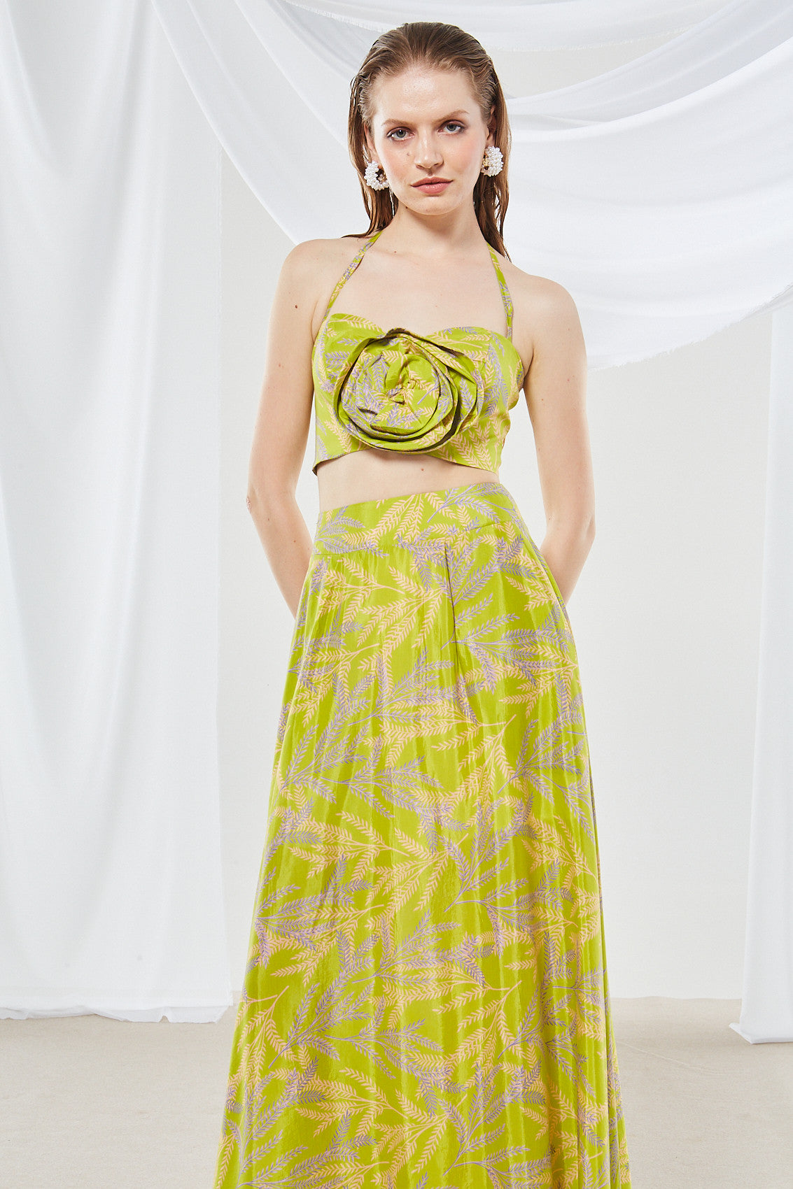 Jasmine printed wide skirt