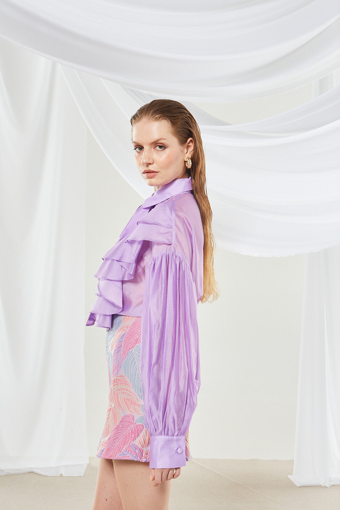 Lily ruffle lilac shirt