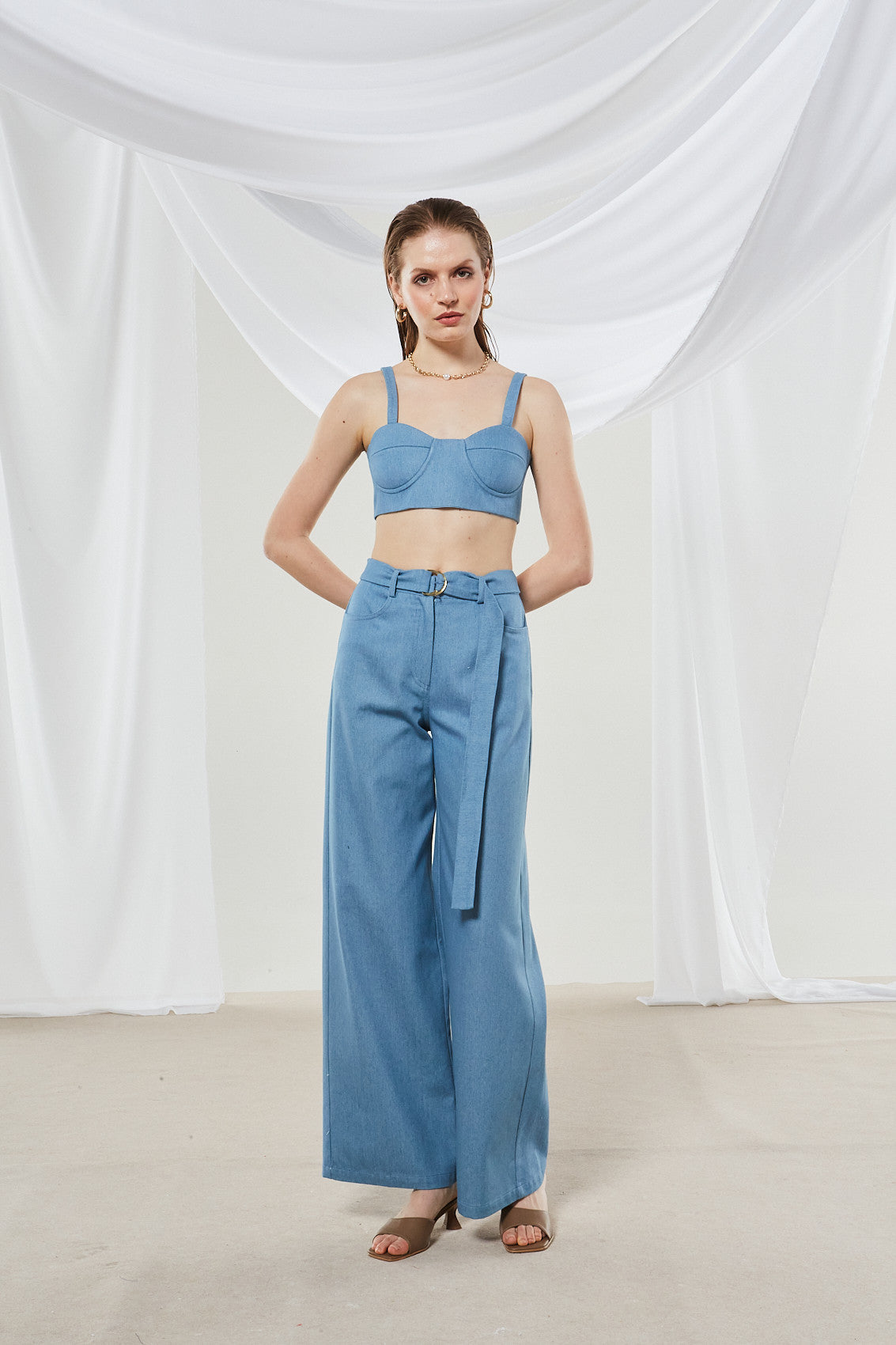 Cassia denim crop top