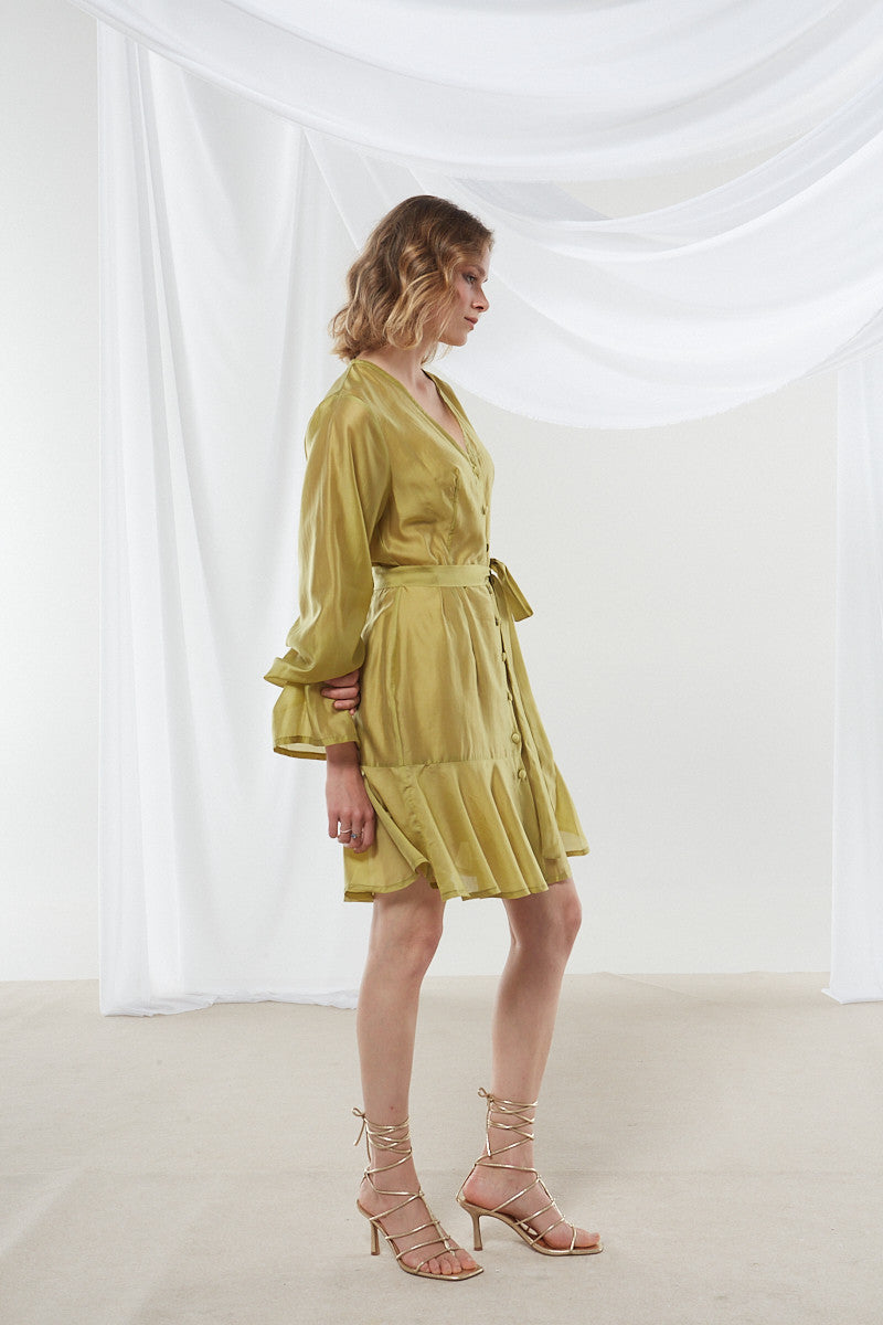 Lily button olive dress