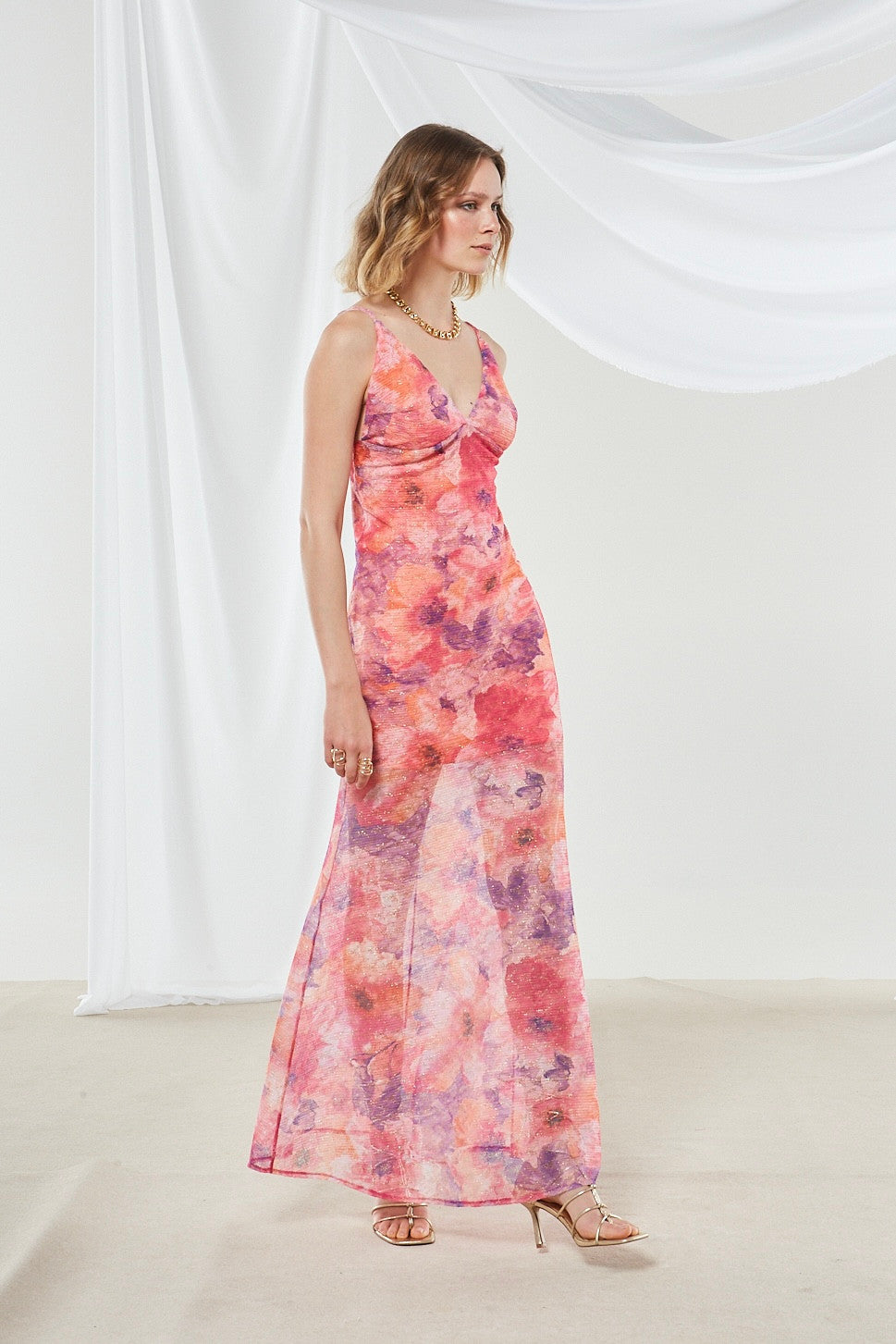 Marigold knitted floral dress