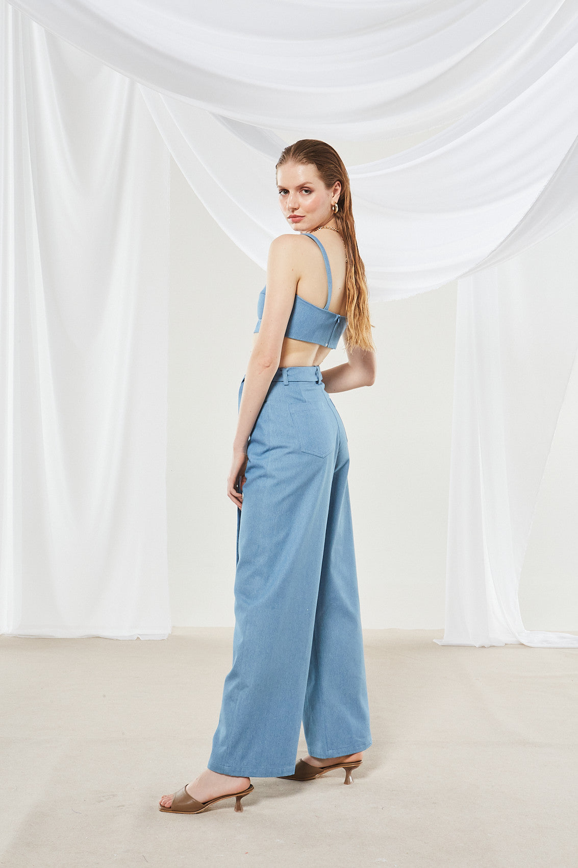 Cassia denim crop top