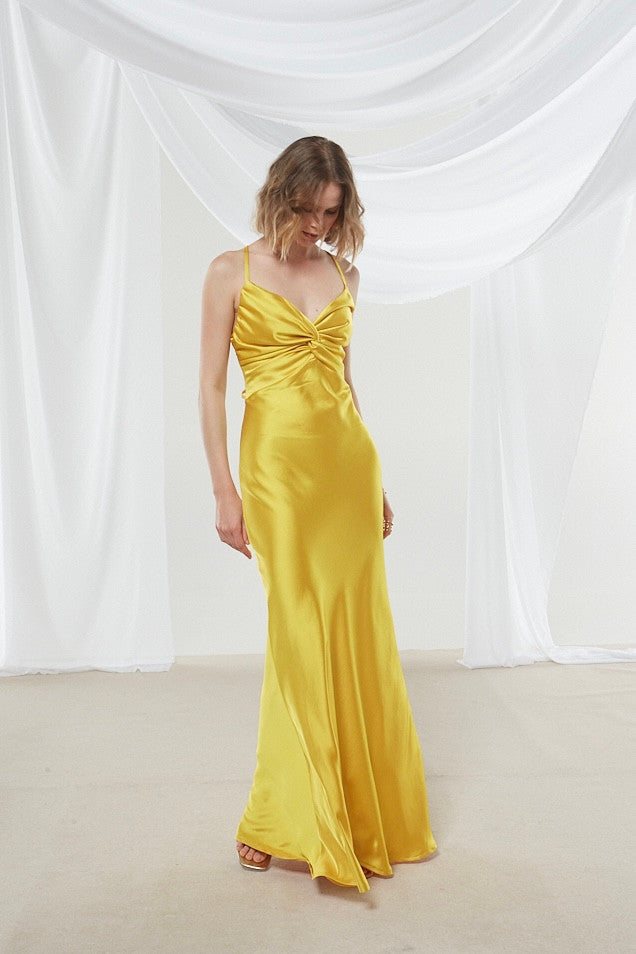 Narcissa satin yellow dress