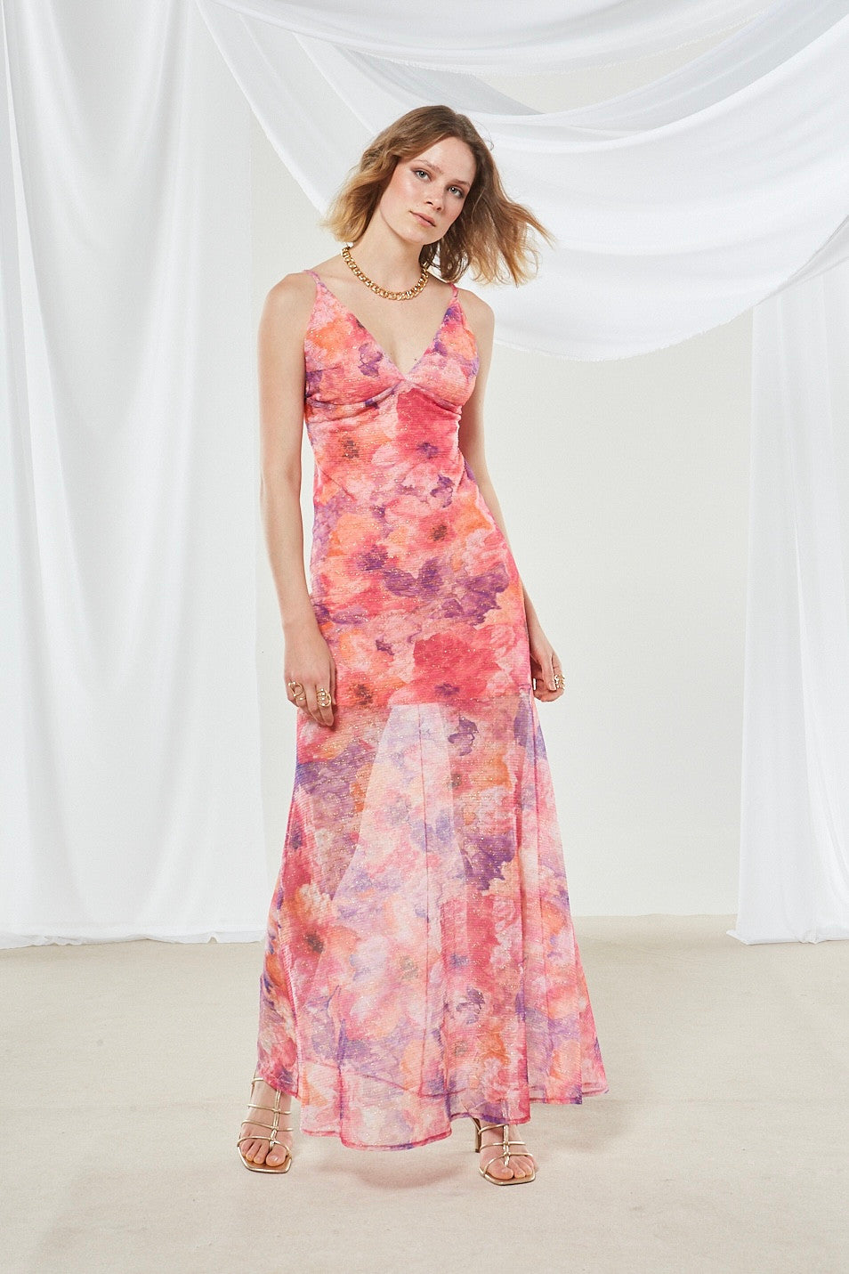 Marigold knitted floral dress