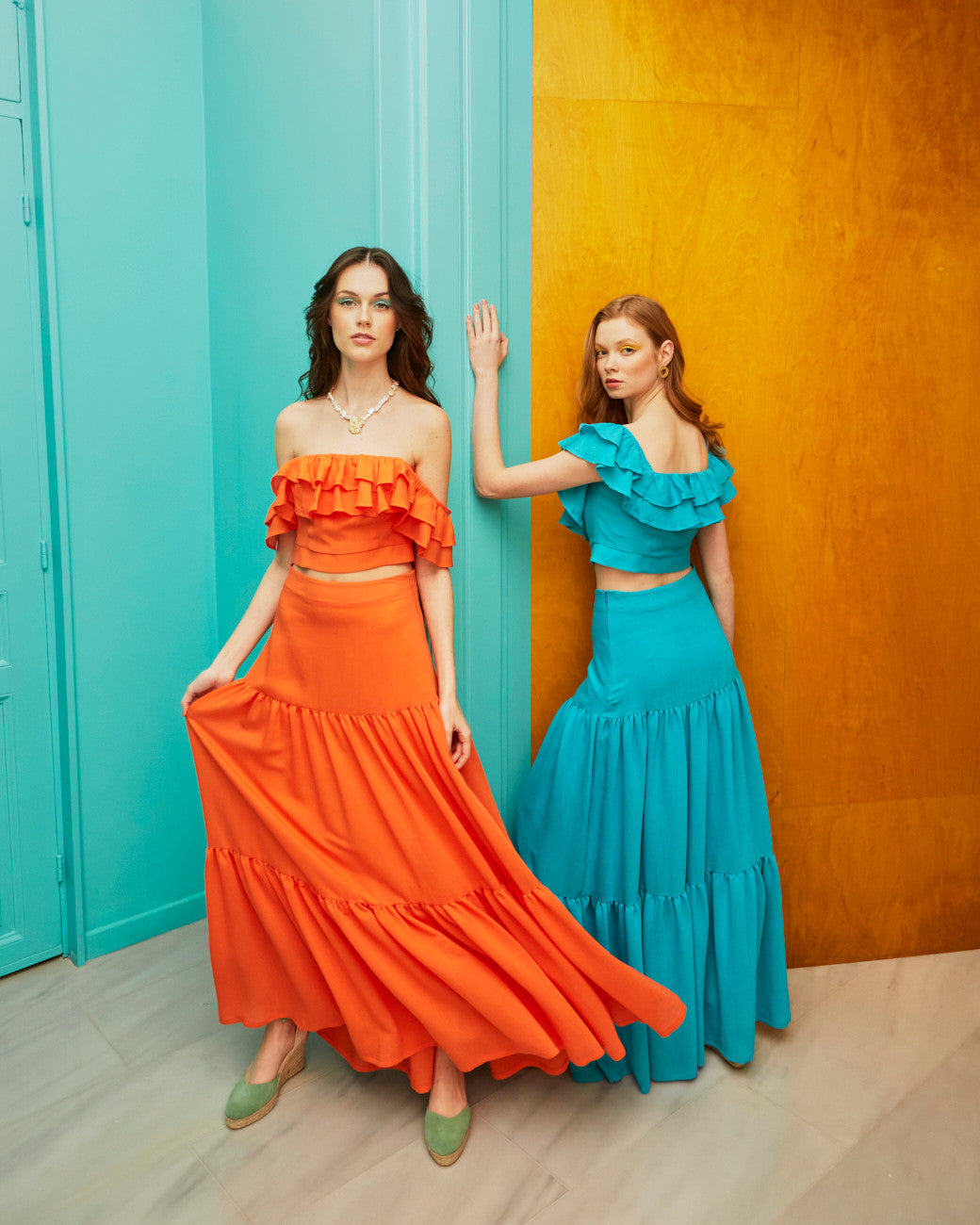 Nicole wide orange skirt