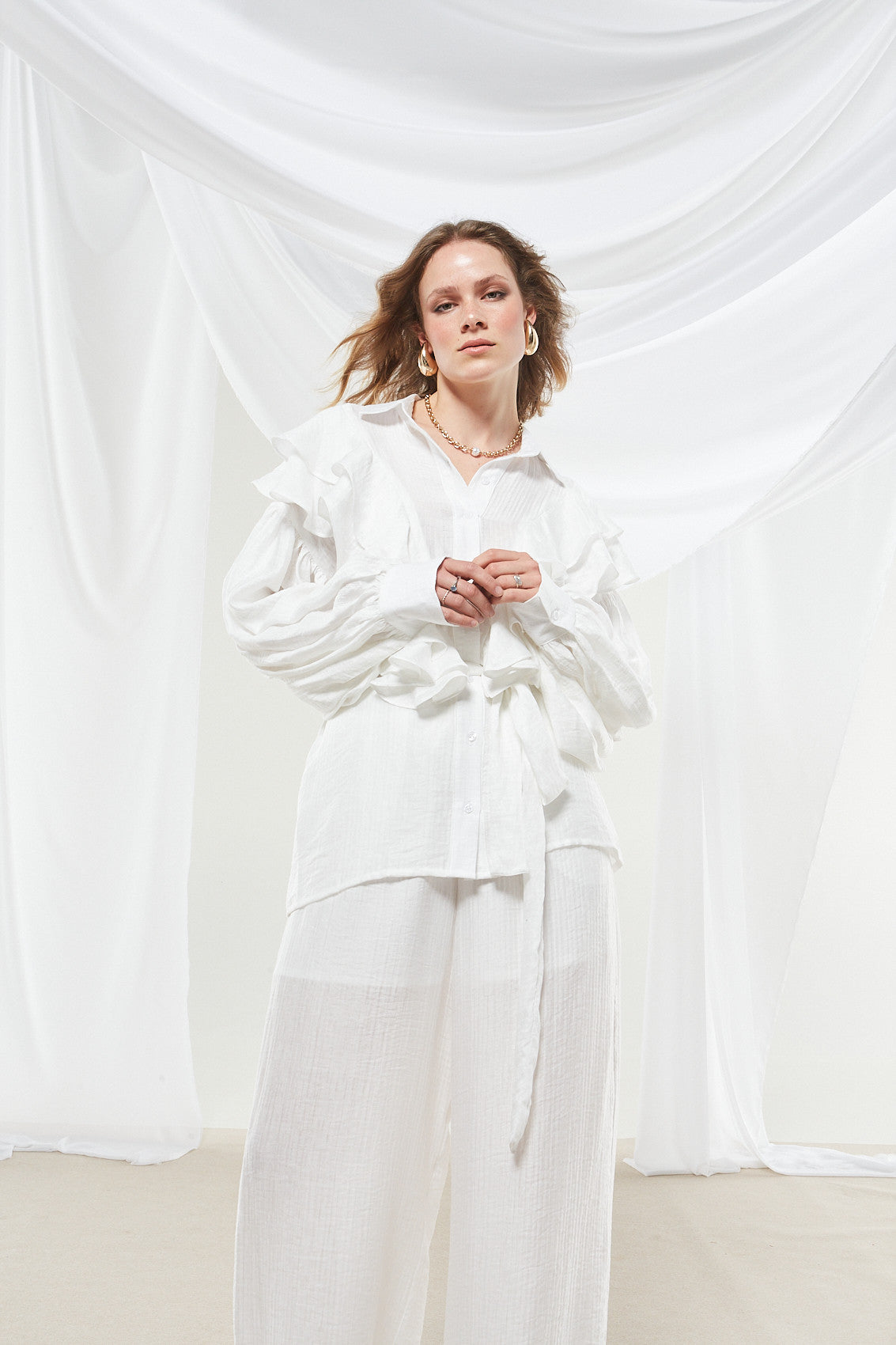 Margot ruffle white shirt