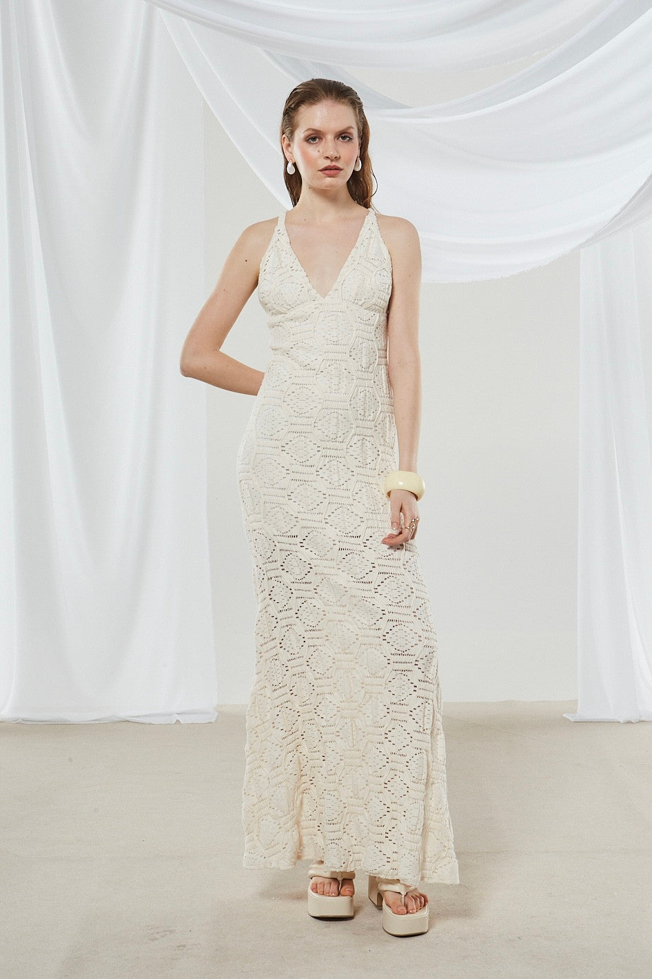 Daphne knitted ecru dress