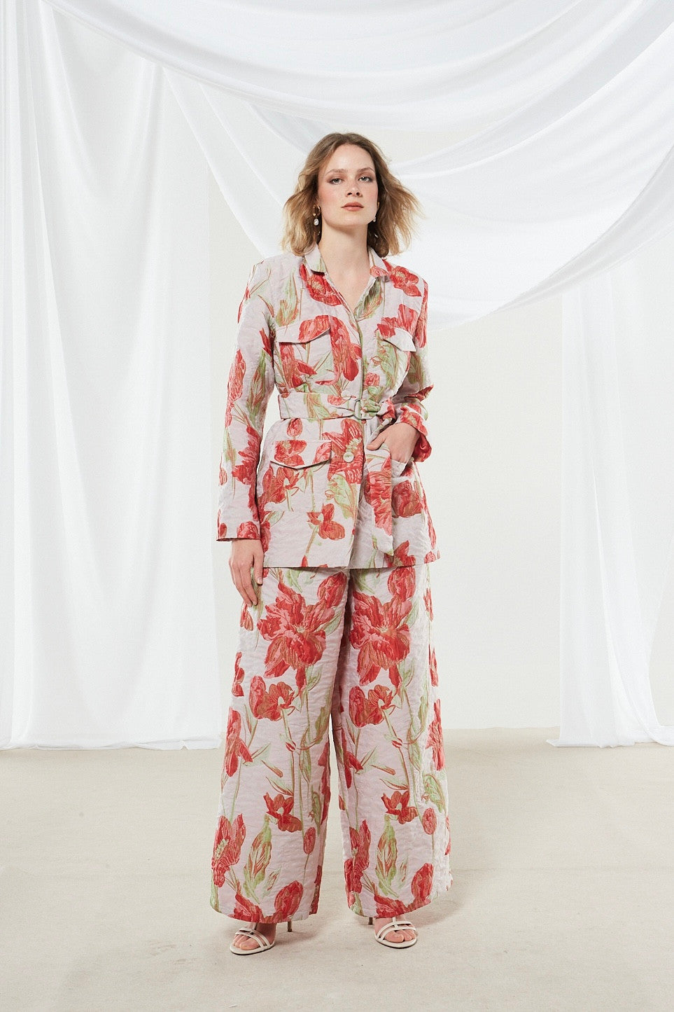 Rose brocade blazer