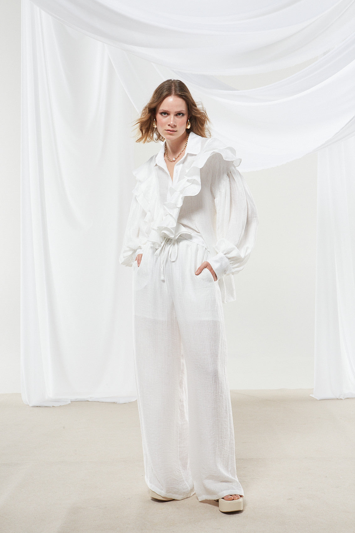Margot ruffle white shirt