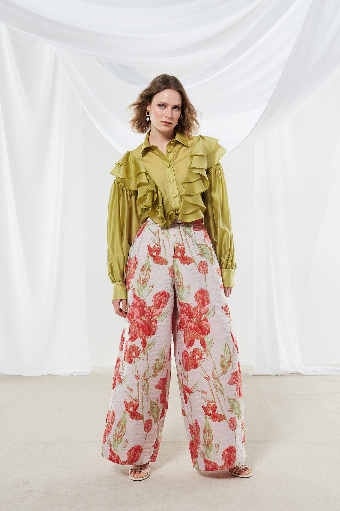 Lily ruffle olive shirt