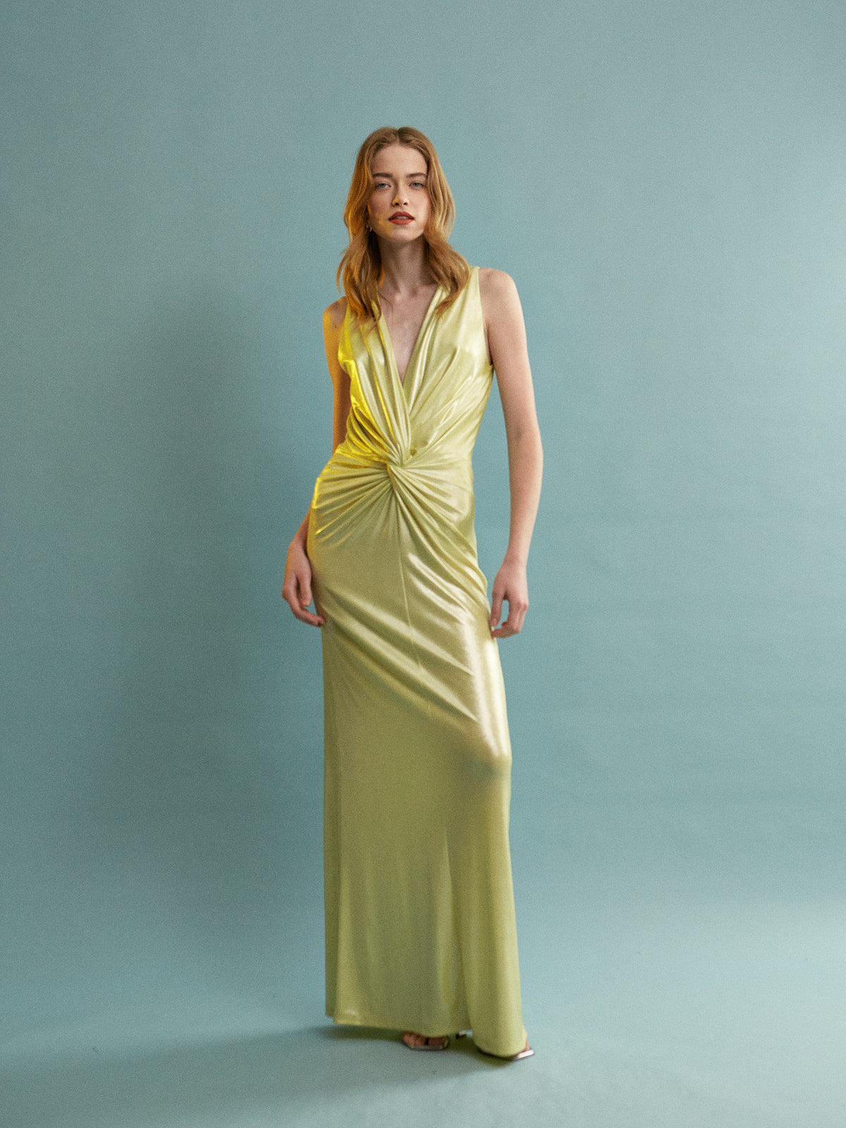 Emma metallic yellow dress