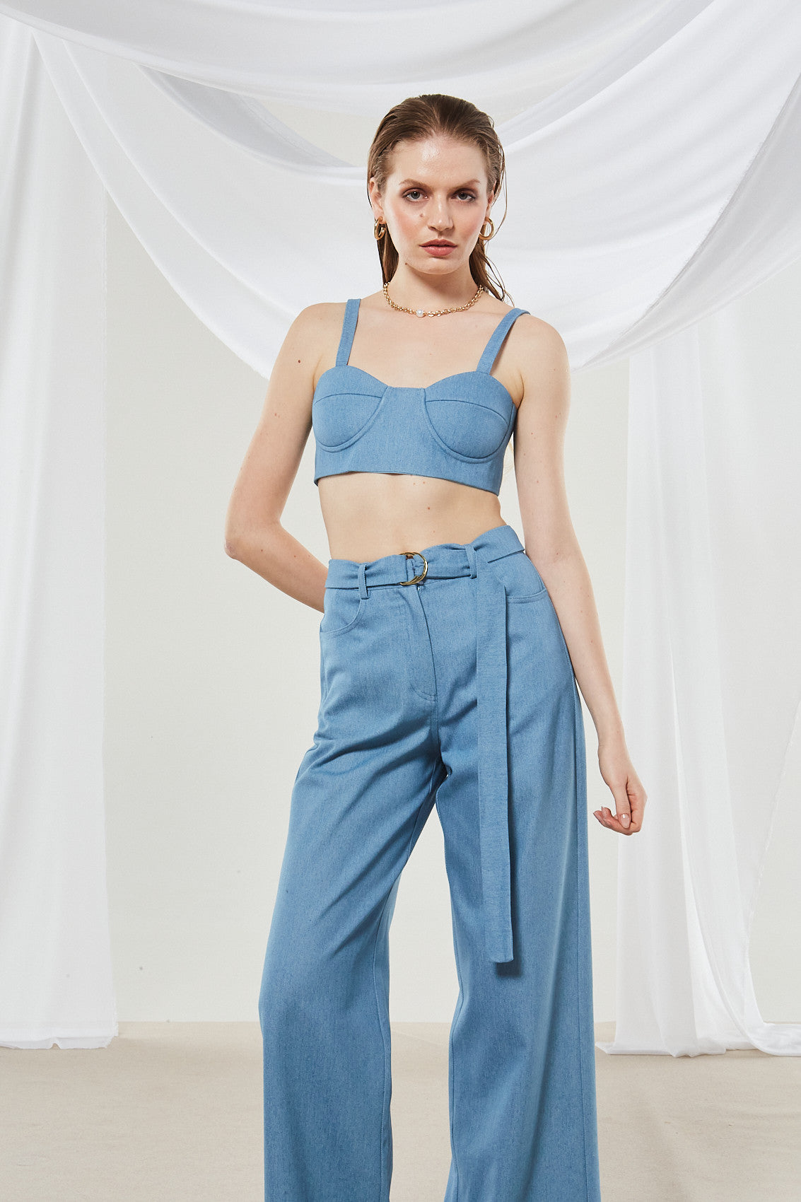 Cassia denim crop top