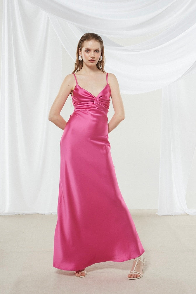 Narcissa satin fuchsia dress