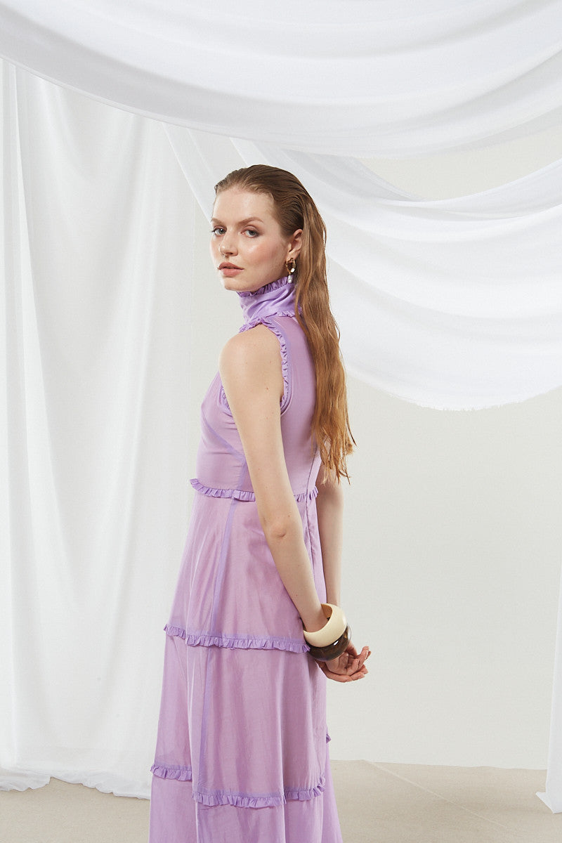 purple high neck dress Lily high neck lilac dress – Ananke