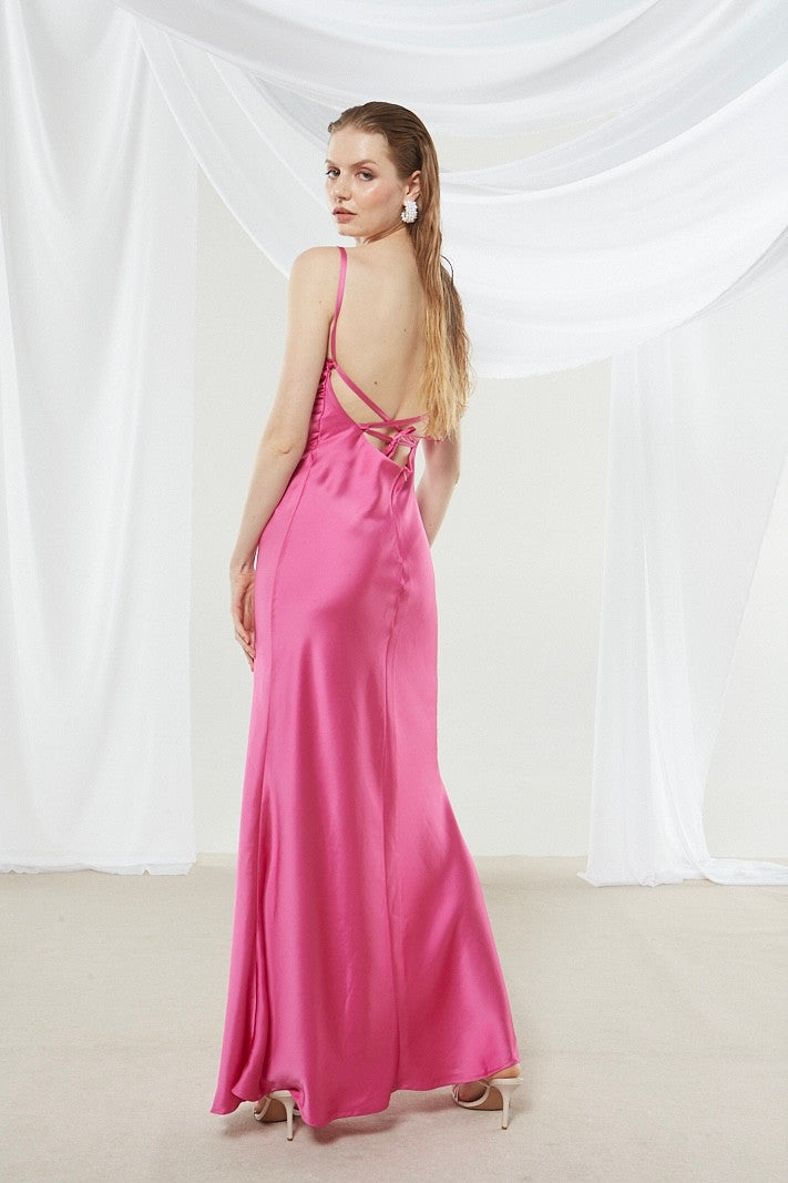 Narcissa satin fuchsia dress