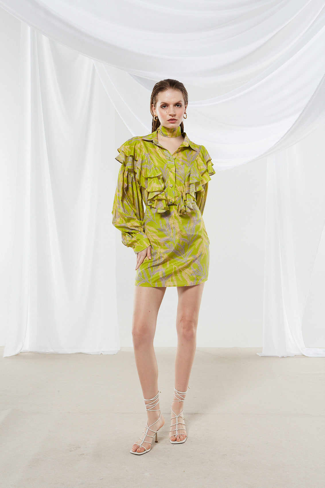 Jasmine printed ruffle shirt