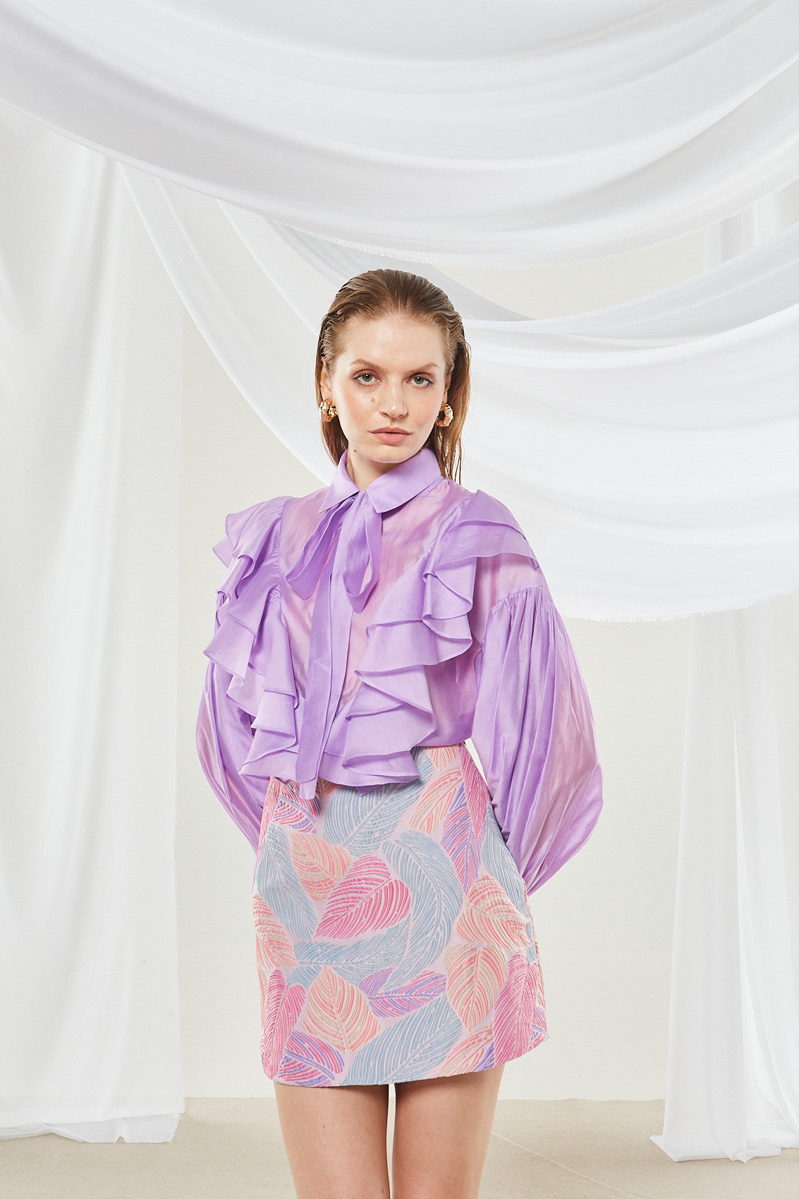 Lily ruffle lilac shirt