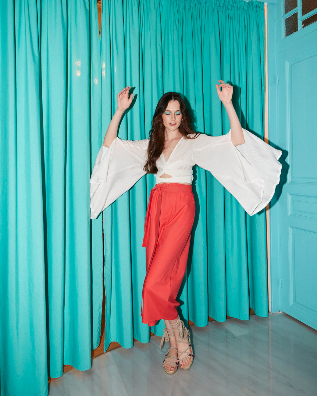 Gemma cotton coral pants