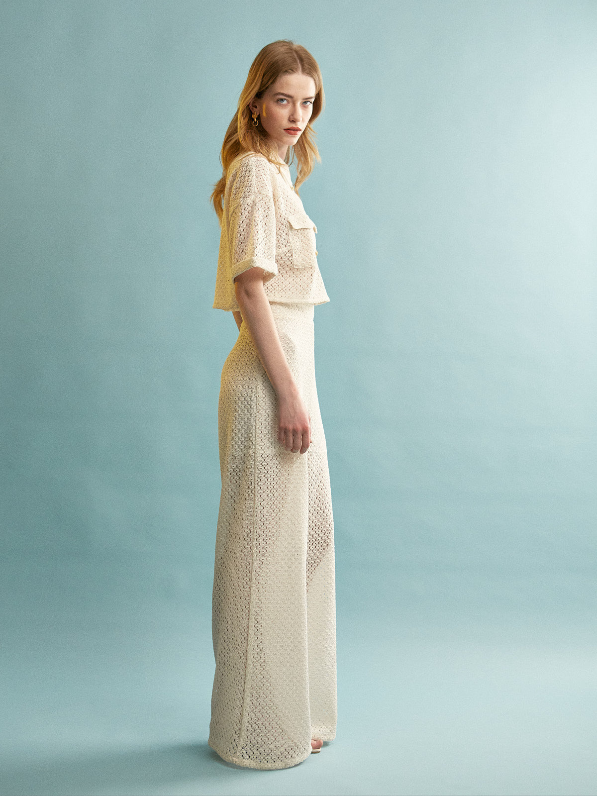 Elisa knitted ecru pants