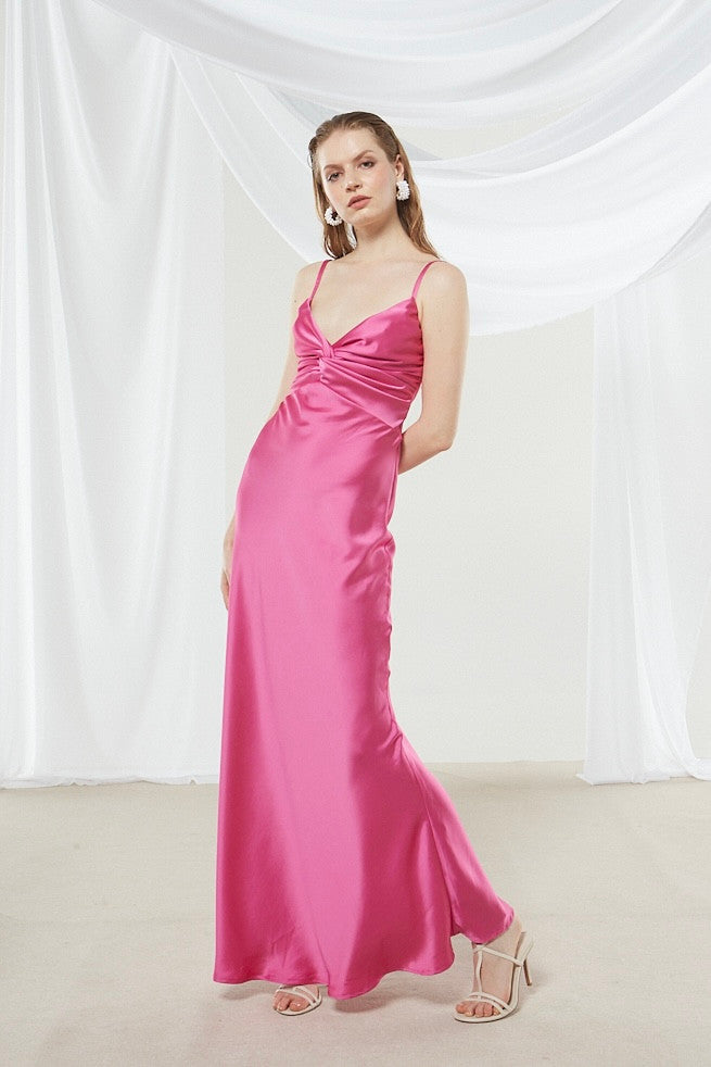 Narcissa satin fuchsia dress