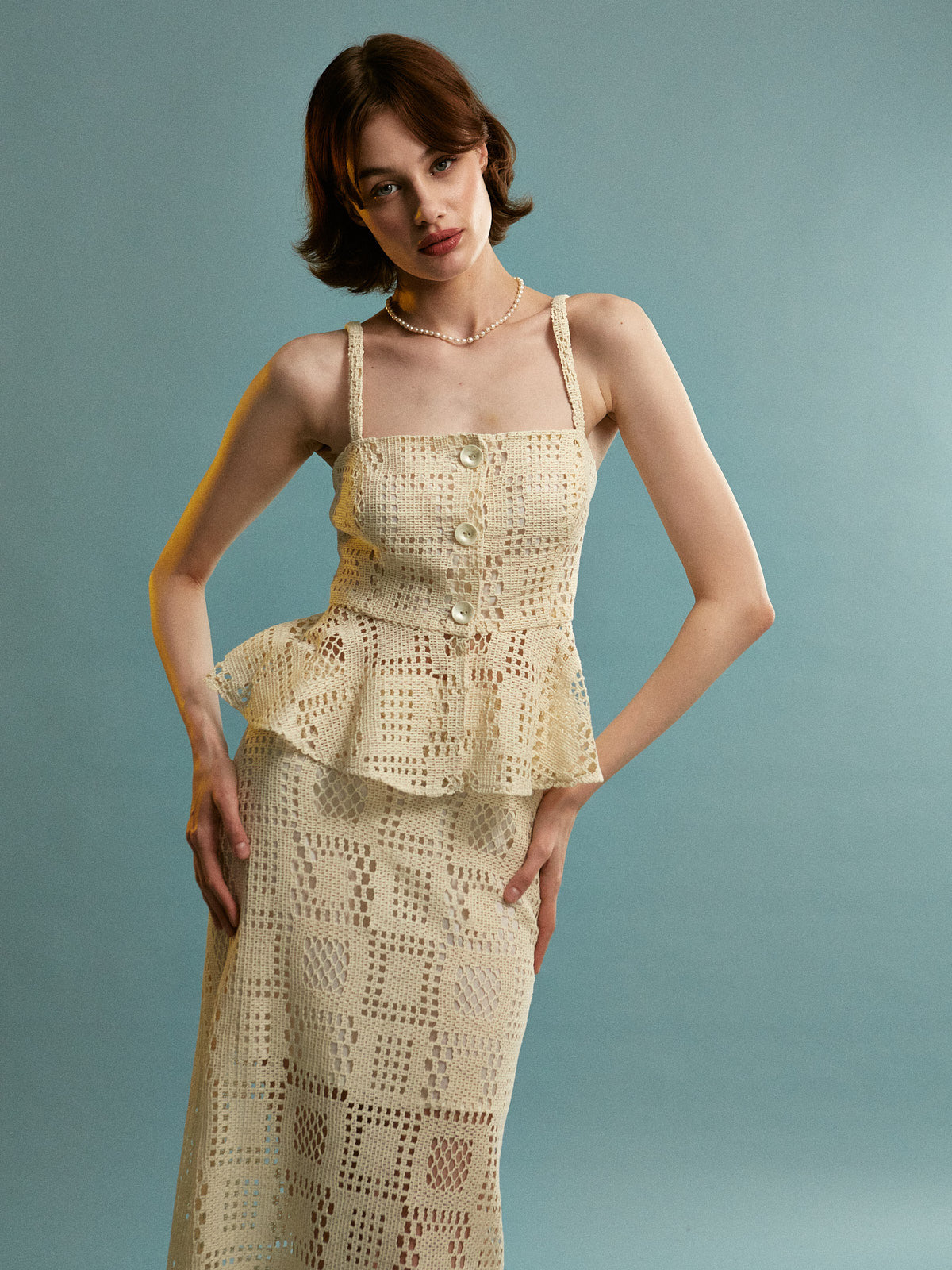 Cheryl cotton knitted ecru skirt