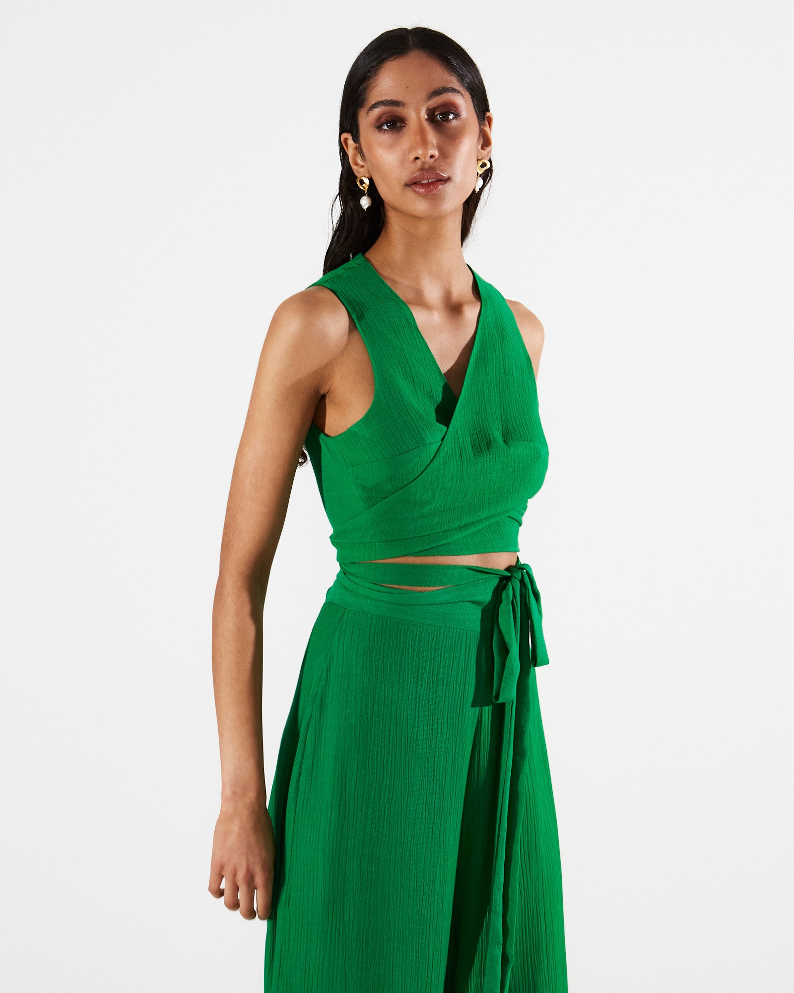 Gwen wrap green top
