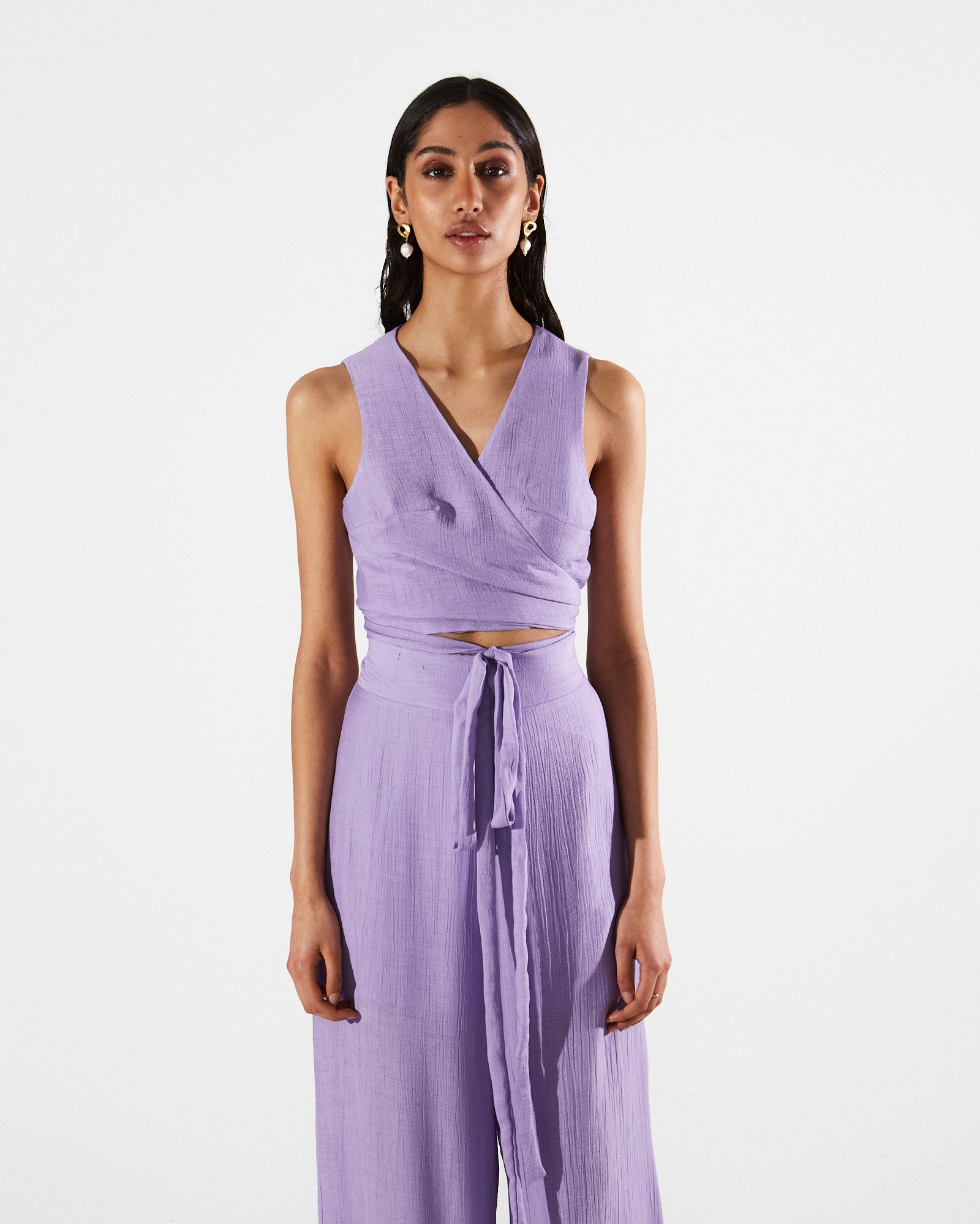 Gwen wrap lilac top