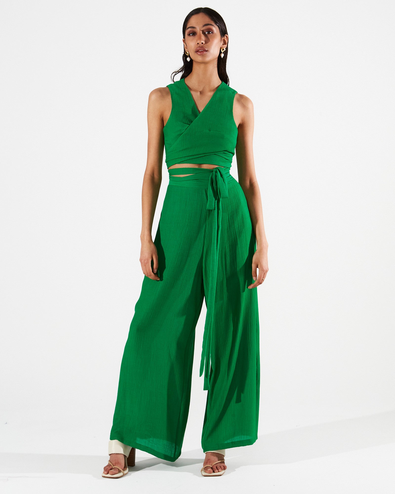 Gwen wrap green top