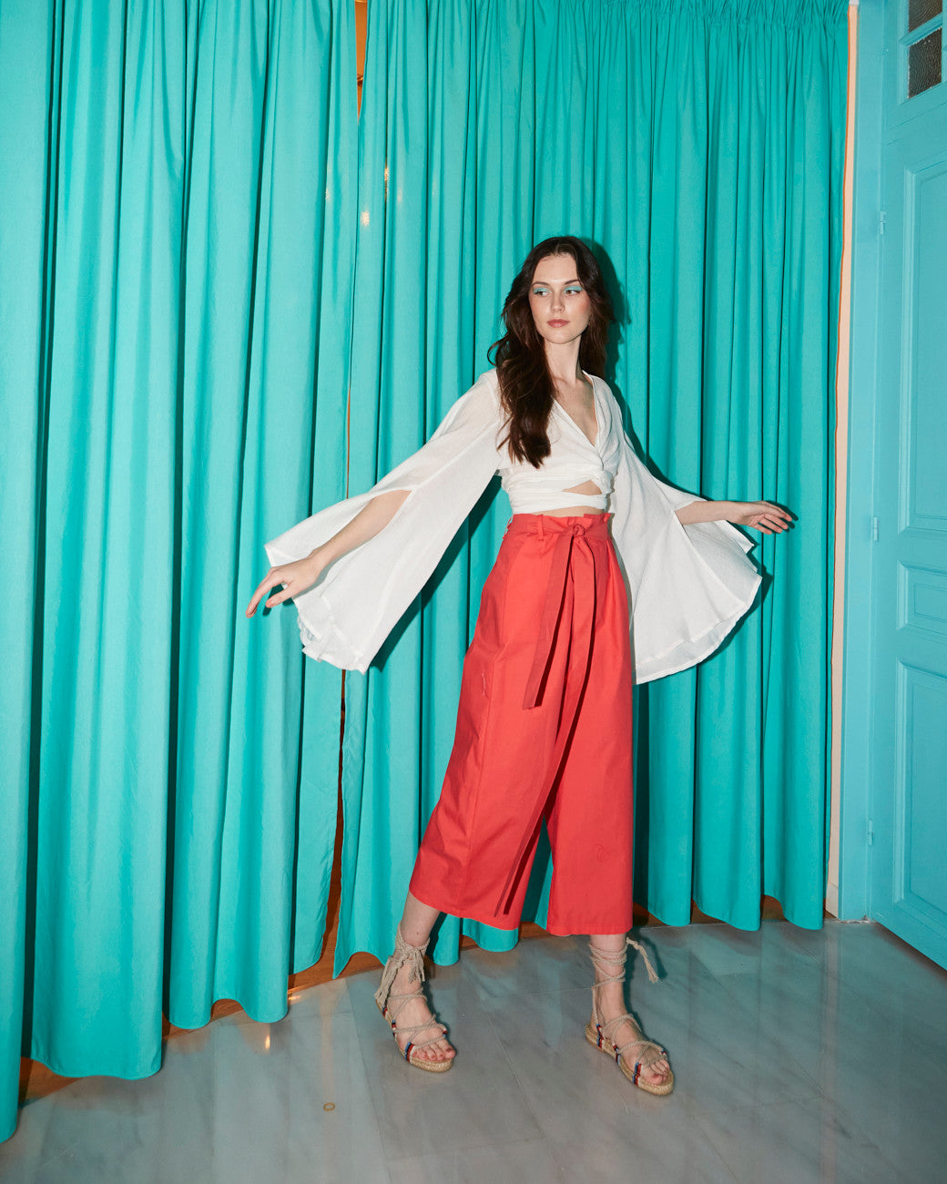 Gemma cotton coral pants