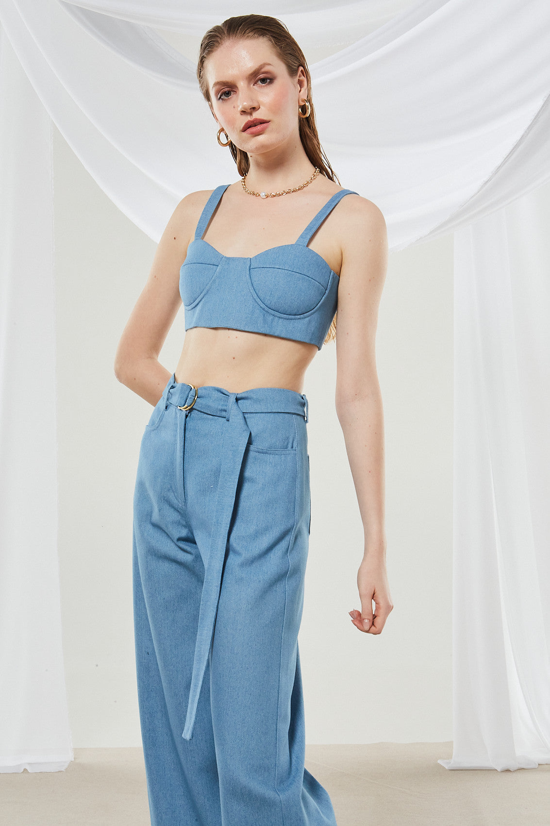 Cassia denim crop top