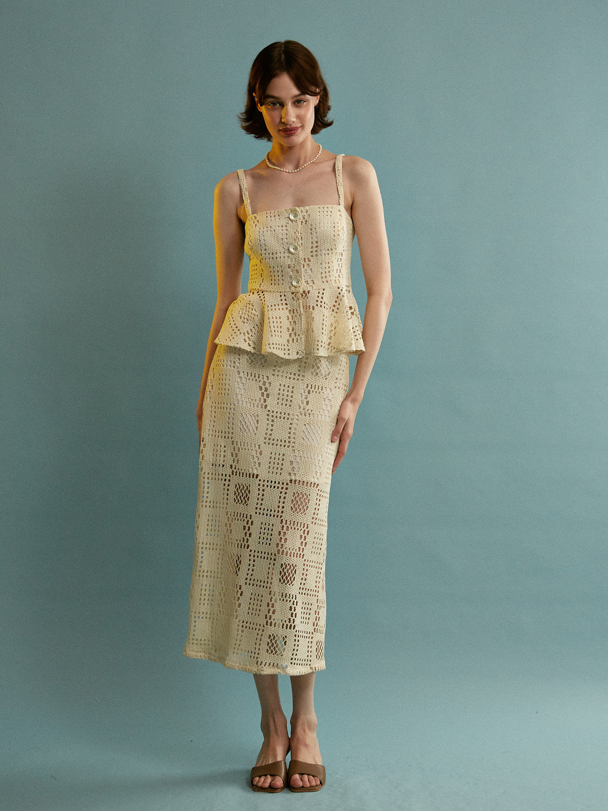 Cheryl cotton knitted ecru skirt