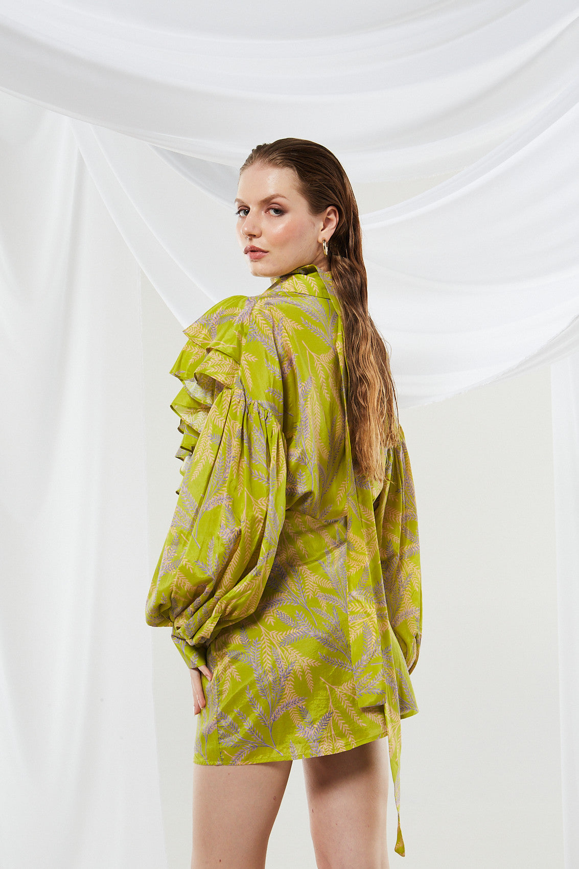 Jasmine printed ruffle shirt