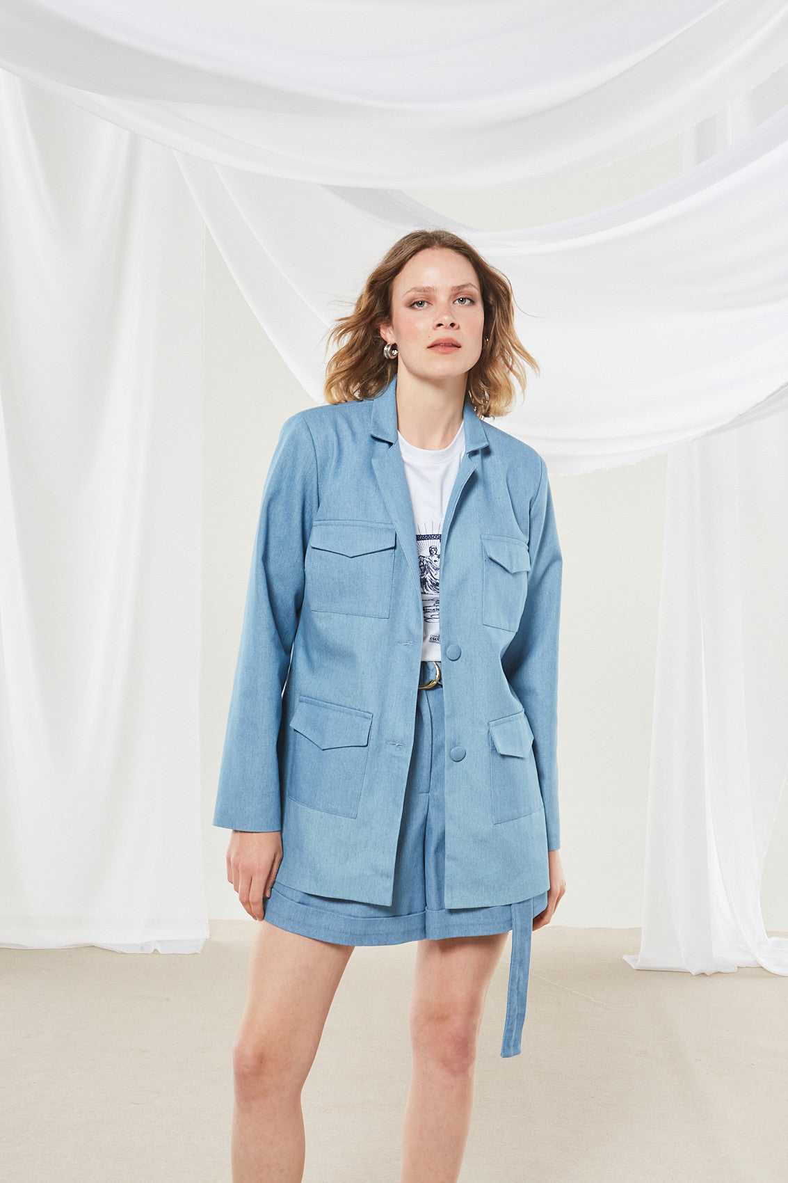 Cassia denim blazer