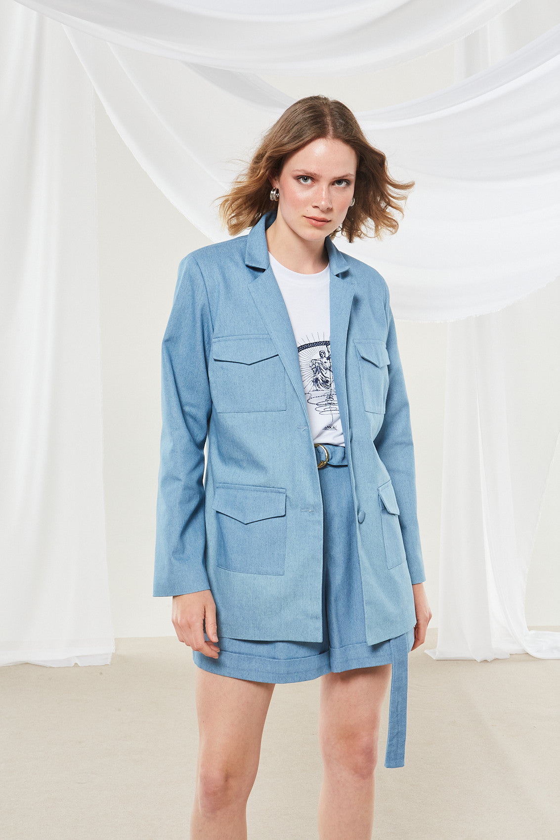Cassia denim blazer