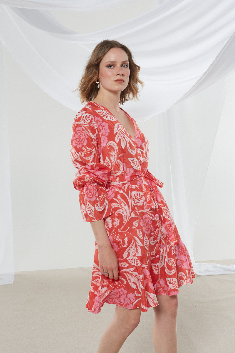Camellia button mini dress