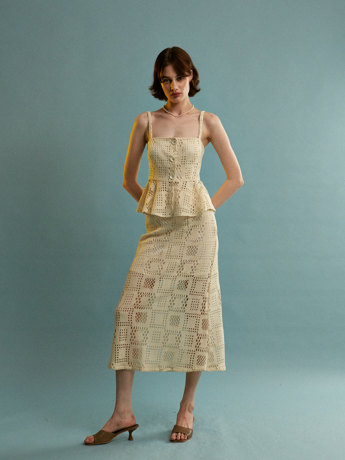 Cheryl cotton knitted ecru skirt