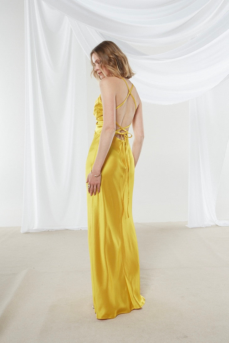 Narcissa satin yellow dress