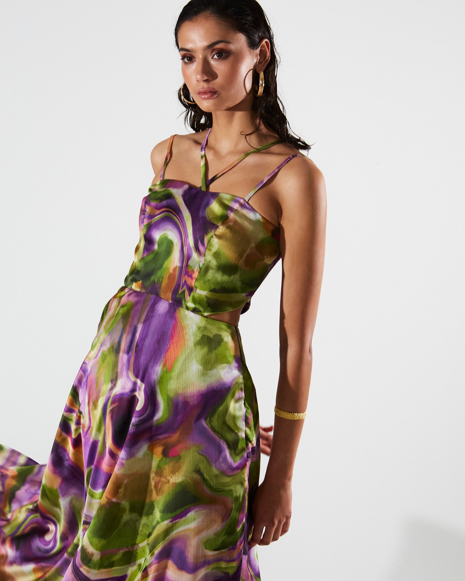 Ari cut out printed dress